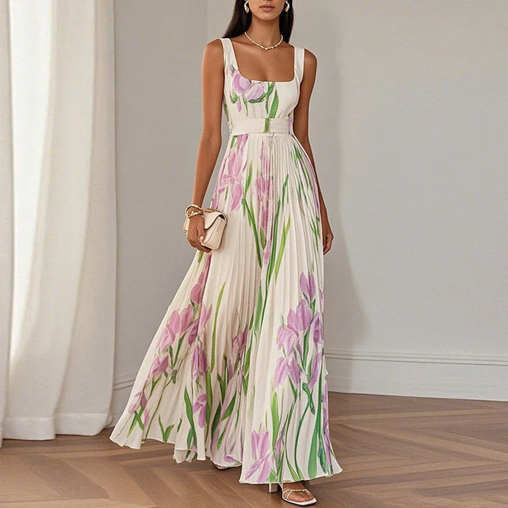 Wedding Guest A-Line Maxi Dress – Floral Print Women