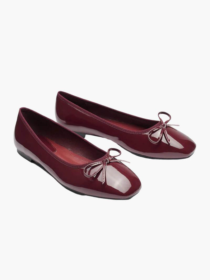 Bow-Detail Vegan Leather Ballet Flats - Women&
