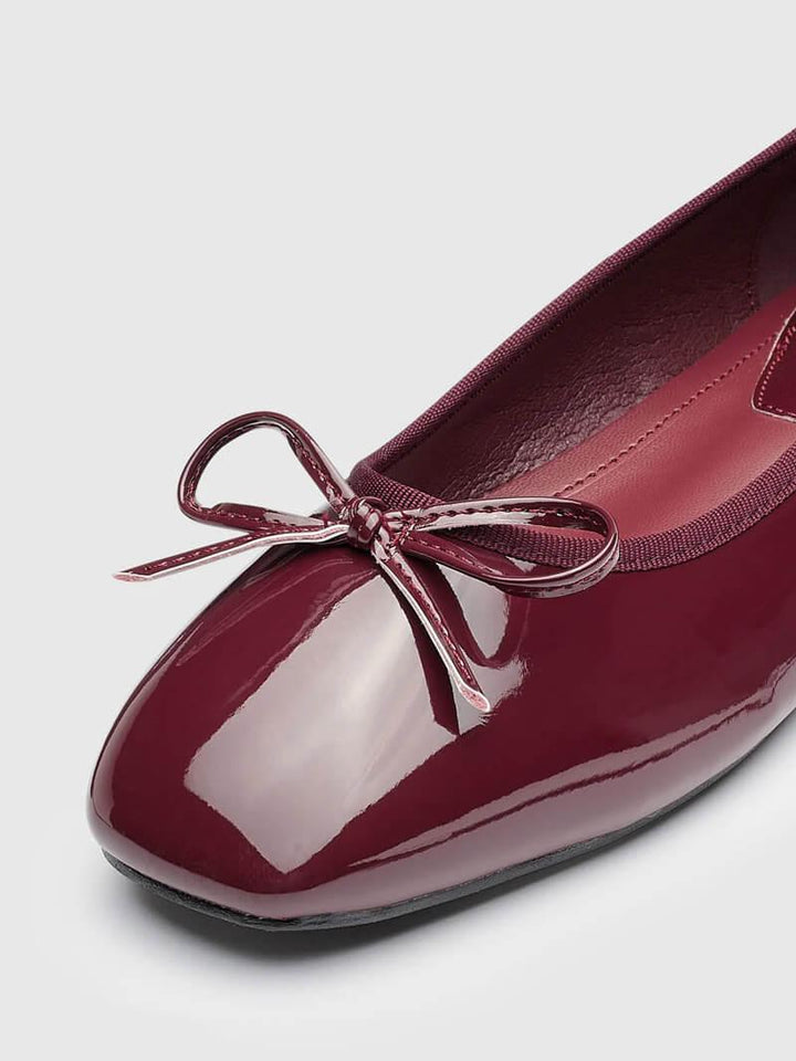 Bow-Detail Vegan Leather Ballet Flats - Women&