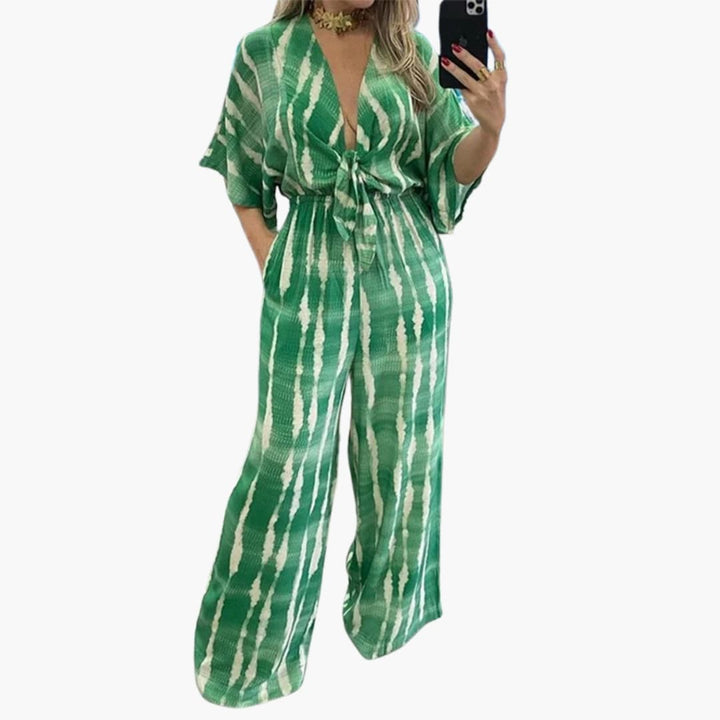 Women’s Jumpsuit with V‑Neck and Tie Waist