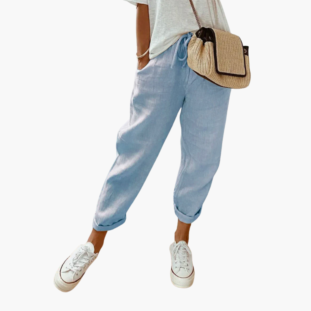 Women’s summer Pants with drawstring waist and cuffed hems