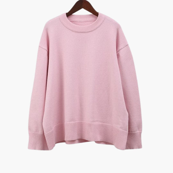 Women’s Knit Sweater with Crewneck and Ribbed Cuffs