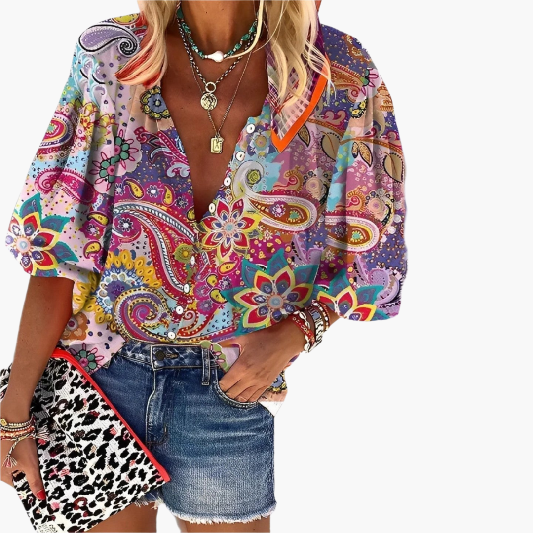 Boho-Stil Top mit Mandala-Muster für Damen - Schickes Shirt -  Made By Riley