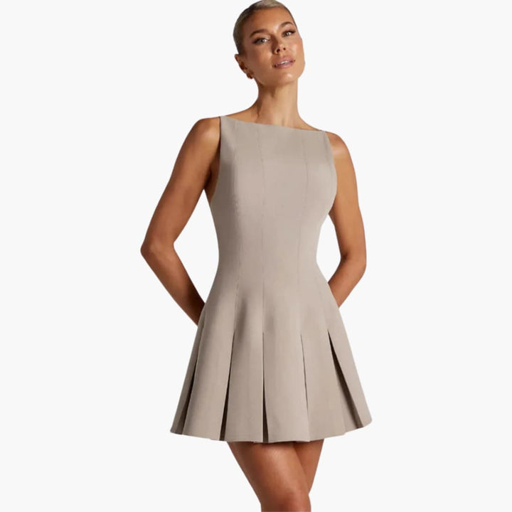Women’s Mini Dress with Spaghetti Straps and Pleated Skirt