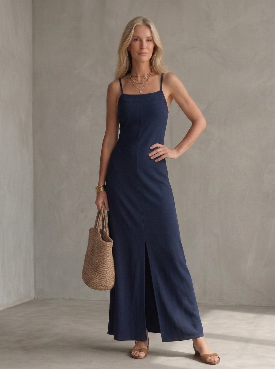 Veronique | Keyhole Neck Fitted Waist Midi Dress