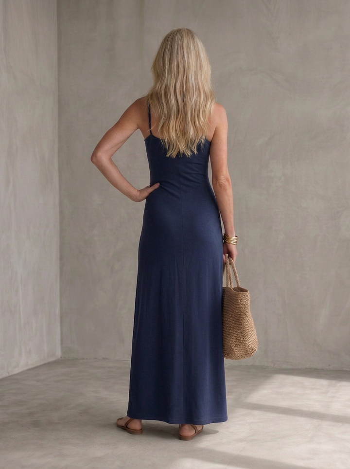Veronique | Keyhole Neck Fitted Waist Midi Dress