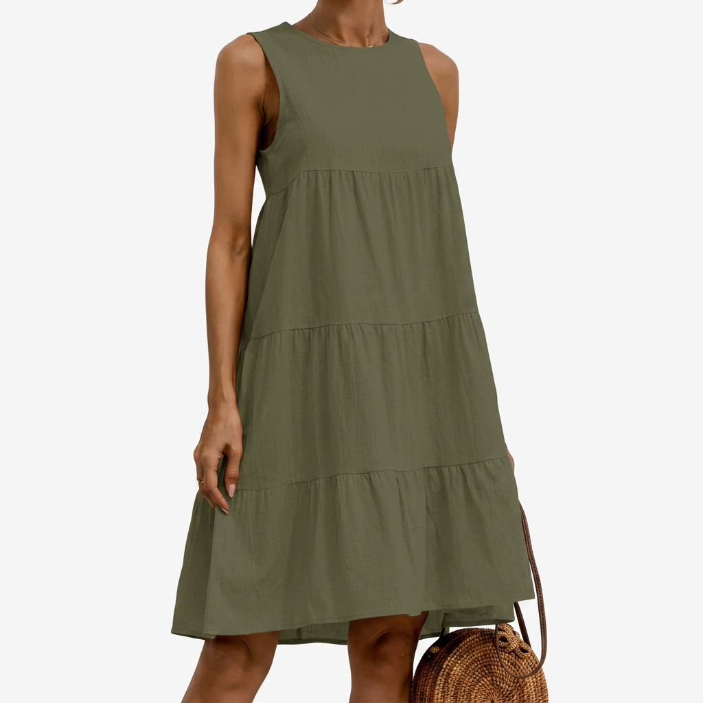 Women’s Casual Sleeveless Tiered Swing Dress