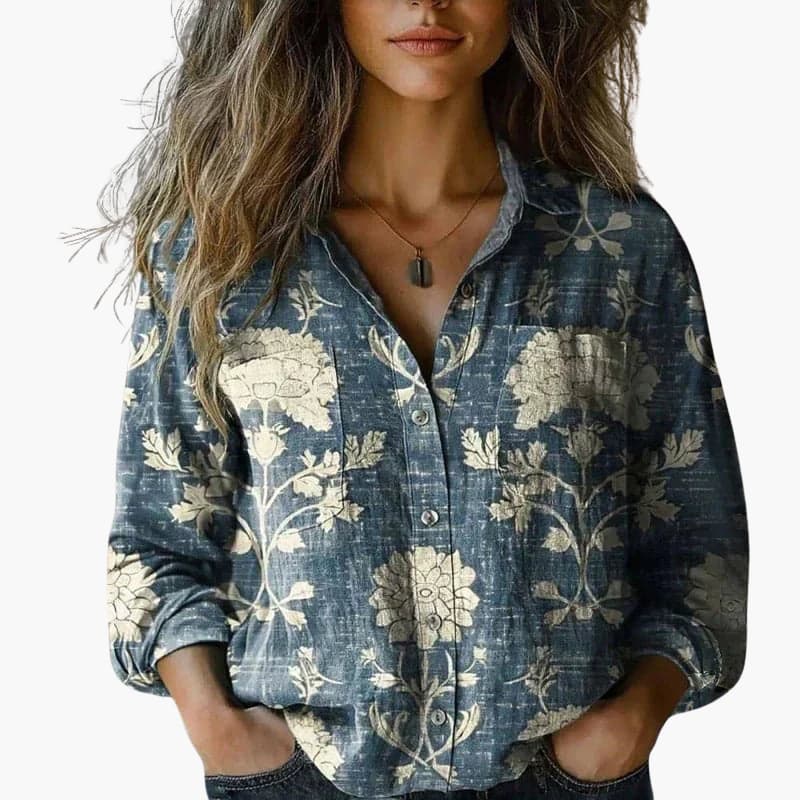 Women’s Shirt with Collar and Button Fastening