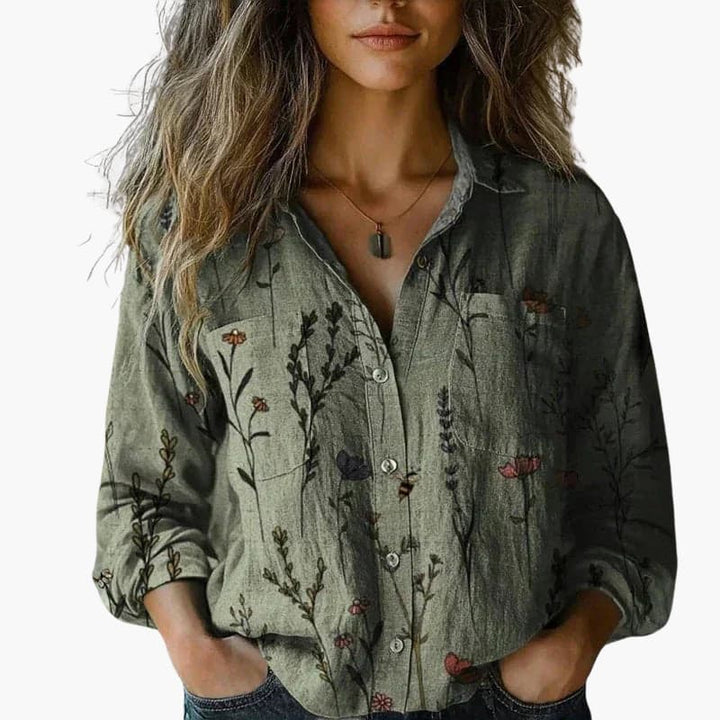 Women’s Shirt with Collar and Button Fastening
