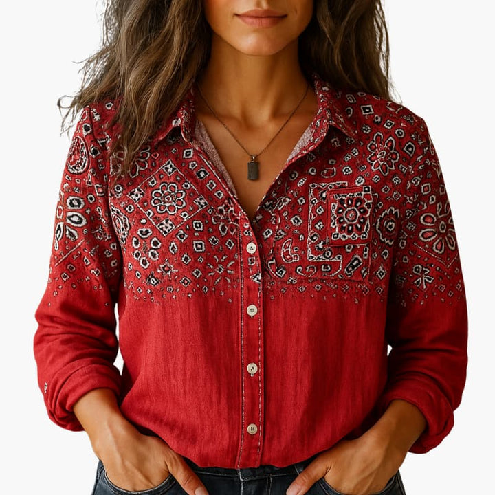 Women’s Shirt with Collar and Button Fastening