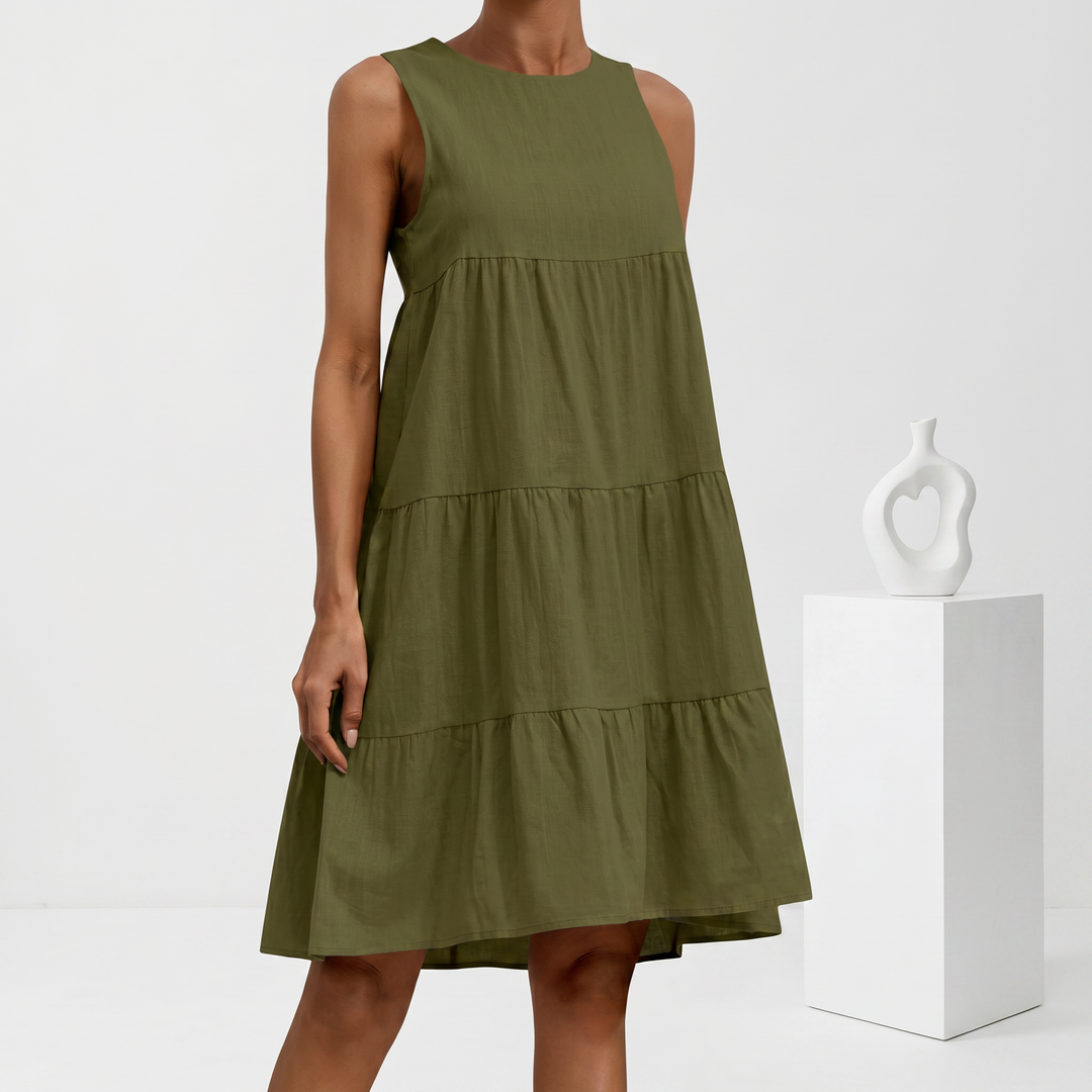 Women’s Sleeveless Tiered Sundress with Empire-Waist Silhouette
