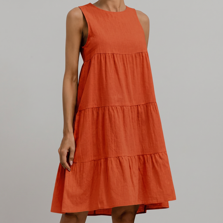 Women’s Sleeveless Tiered Sundress with Empire-Waist Silhouette