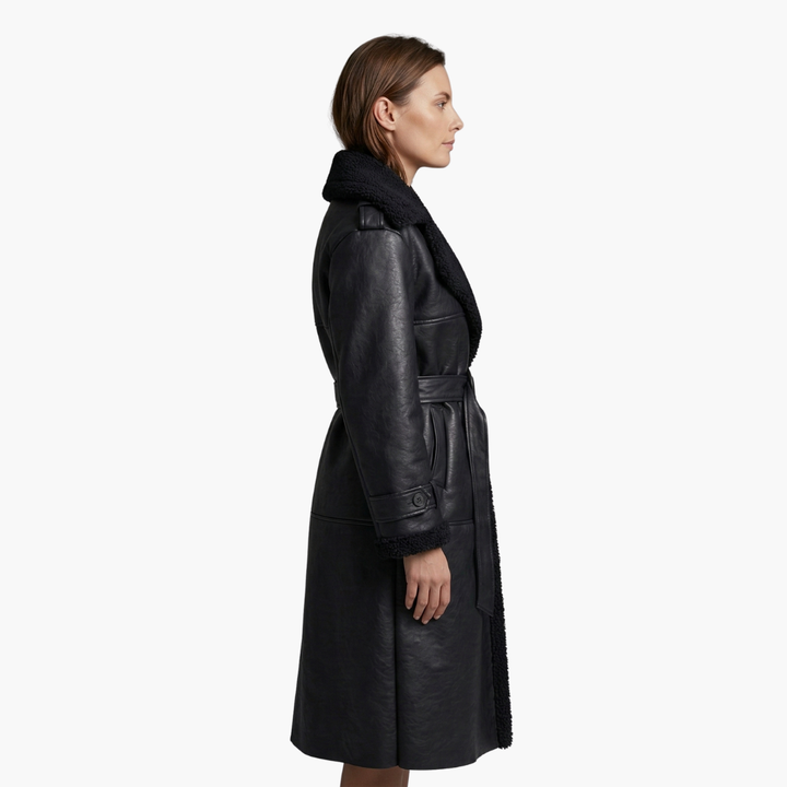 Women’s Trench Coat with Hood and Belted Waist