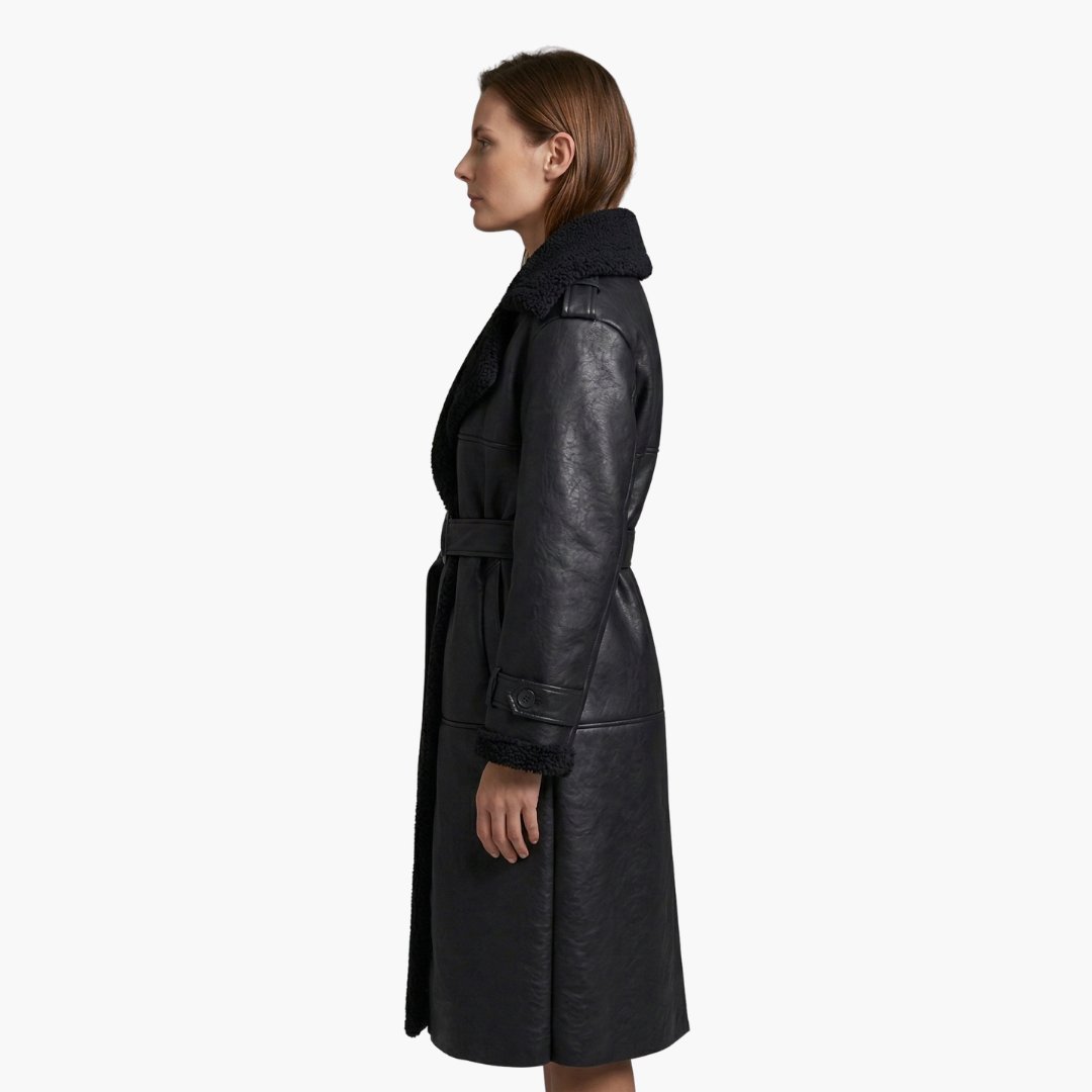 Women’s Trench Coat with Hood and Belted Waist