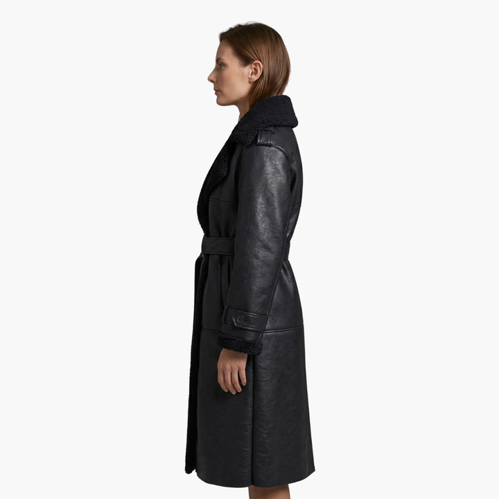 Women’s Trench Coat with Hood and Belted Waist