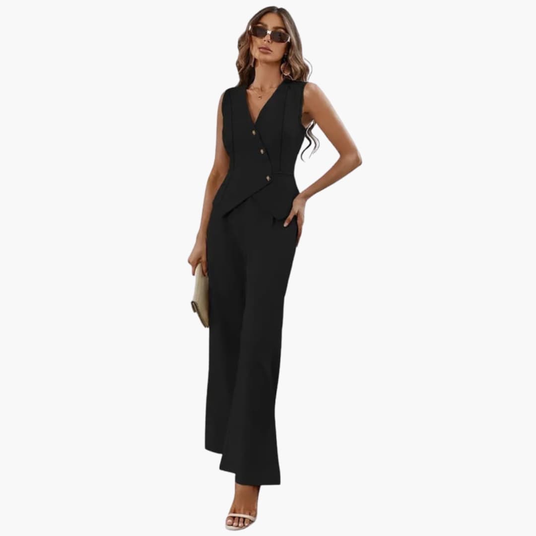 Women’s Tailored Set with Sleeveless Top and Wide-Leg Pants