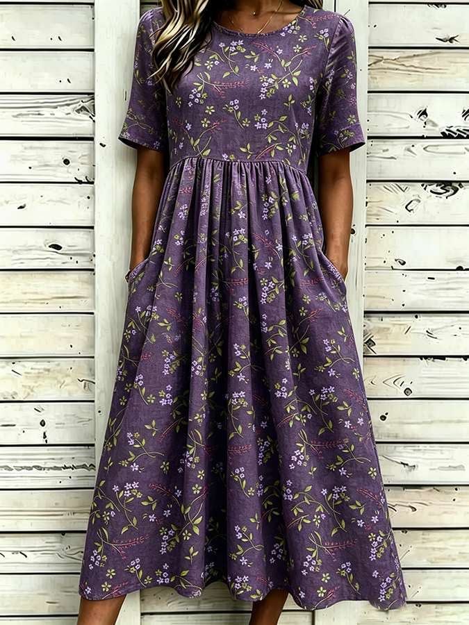 Alix | Embroidered Panel Long Sleeve Midi Dress
