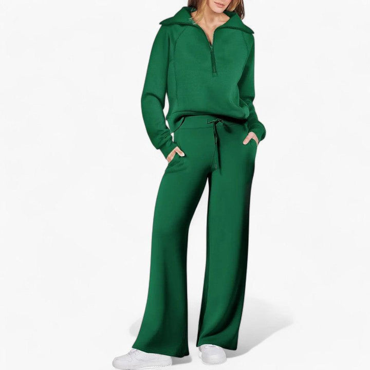 Women’s Two-Piece Lounge Set with Zip-Up Top and Matching Bottoms