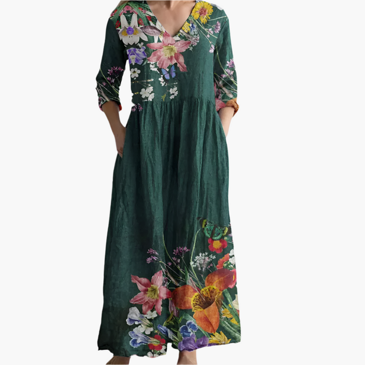 Women’s Maxi Dress with Floral Print and Relaxed Fit