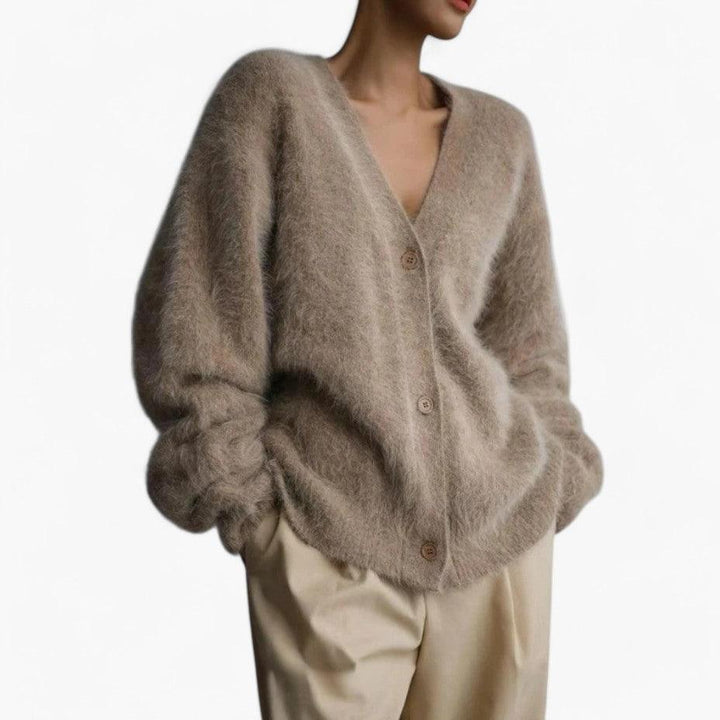 Women’s V-Neck Sweater with Long Sleeves and Relaxed Fit