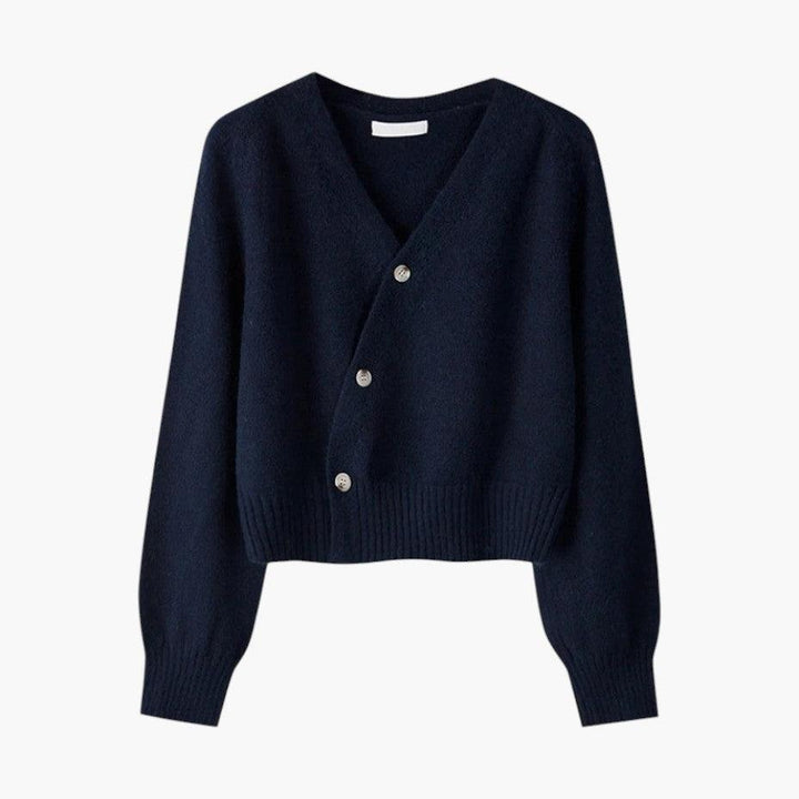 Women’s V-Neck Cardigan with Button-Up Front and Long Sleeves