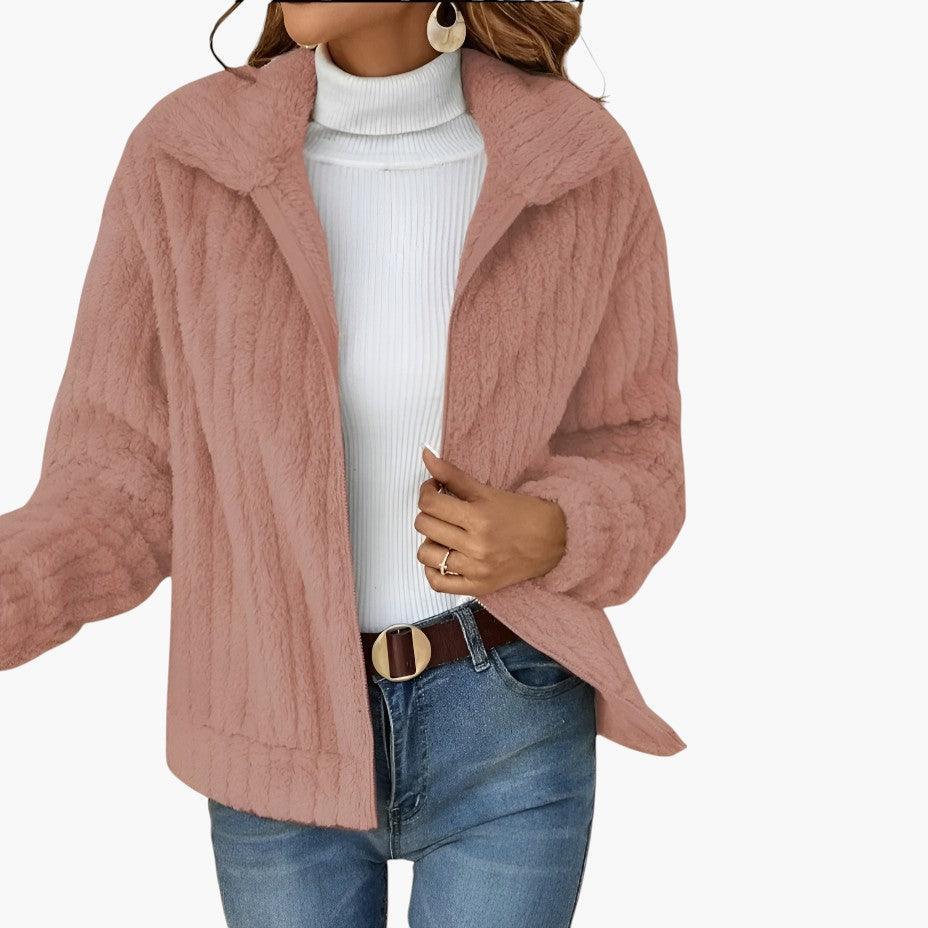 Women’s Longline Fleece Cardigan with Open-Front and Long Sleeves
