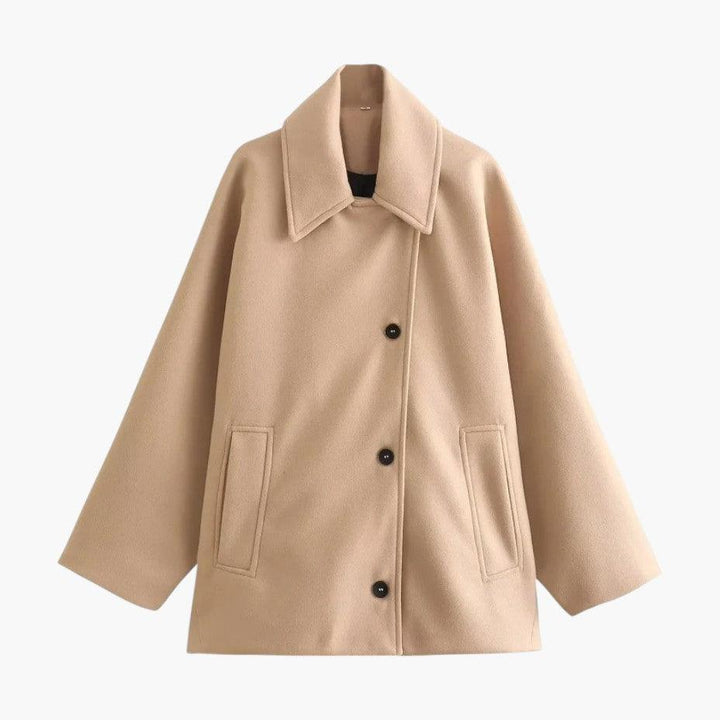 Women’s Winter Coat with Button Fastening and Shaped Silhouette