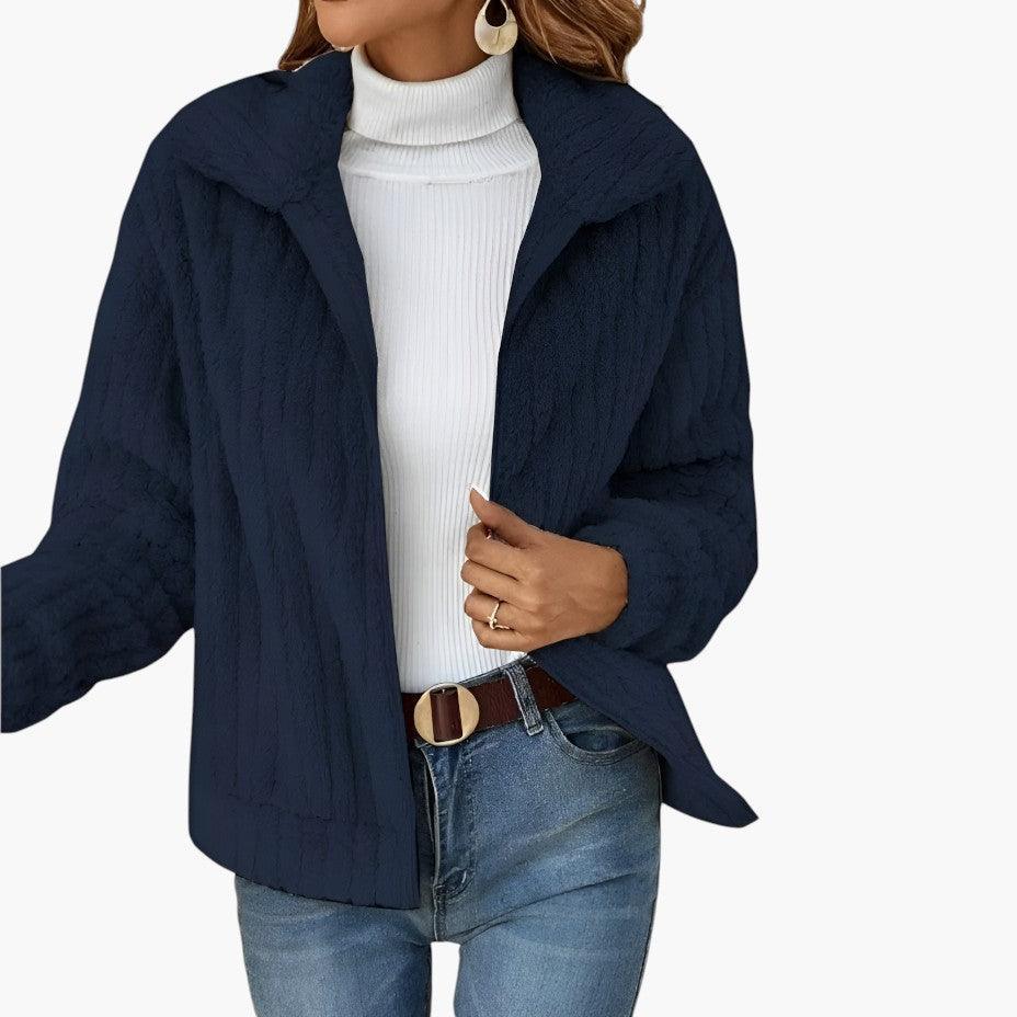 Women’s Longline Fleece Cardigan with Open-Front and Long Sleeves