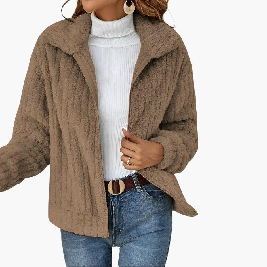 Women’s Longline Fleece Cardigan with Open-Front and Long Sleeves