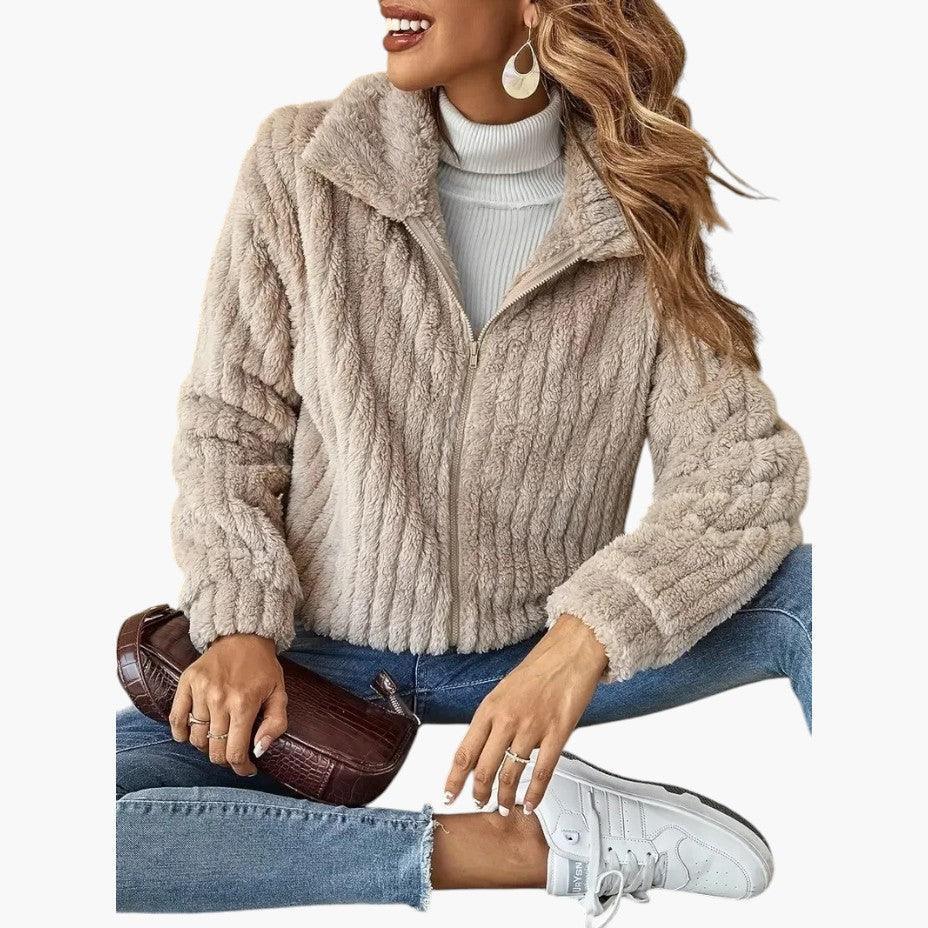 Women’s Longline Fleece Cardigan with Open-Front and Long Sleeves