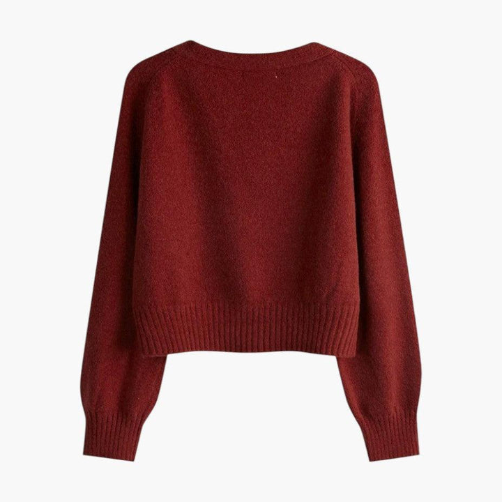 Women’s V-Neck Cardigan with Button-Up Front and Long Sleeves
