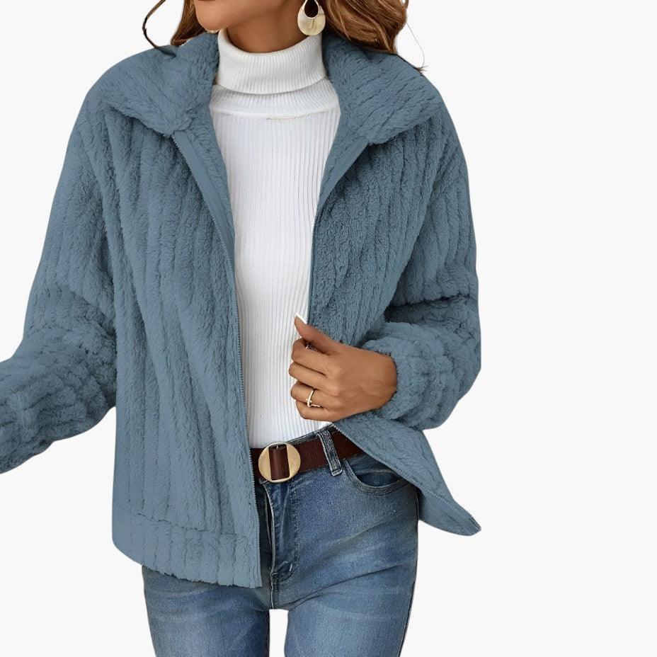 Women’s Longline Fleece Cardigan with Open-Front and Long Sleeves