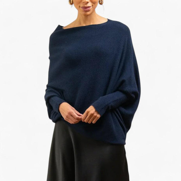 Women’s Sweater with Off-Shoulder Neckline and Knit Texture