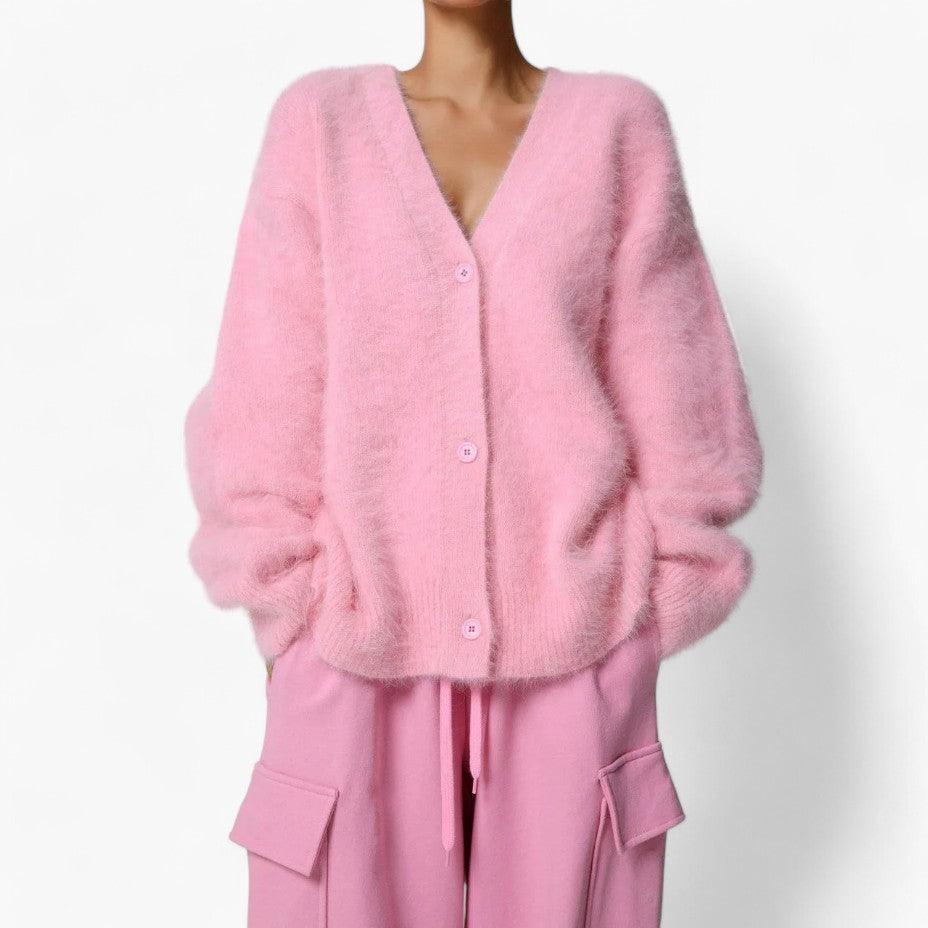 Women’s V-Neck Sweater with Long Sleeves and Relaxed Fit