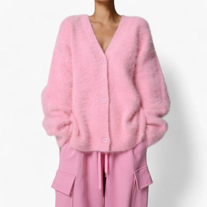 Women’s V-Neck Sweater with Long Sleeves and Relaxed Fit